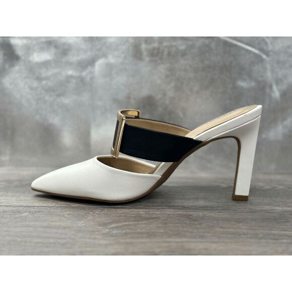 Alfani Women's Sima Two-Piece Buckle Mules - Black White 8.5M - Picture 4 of 8